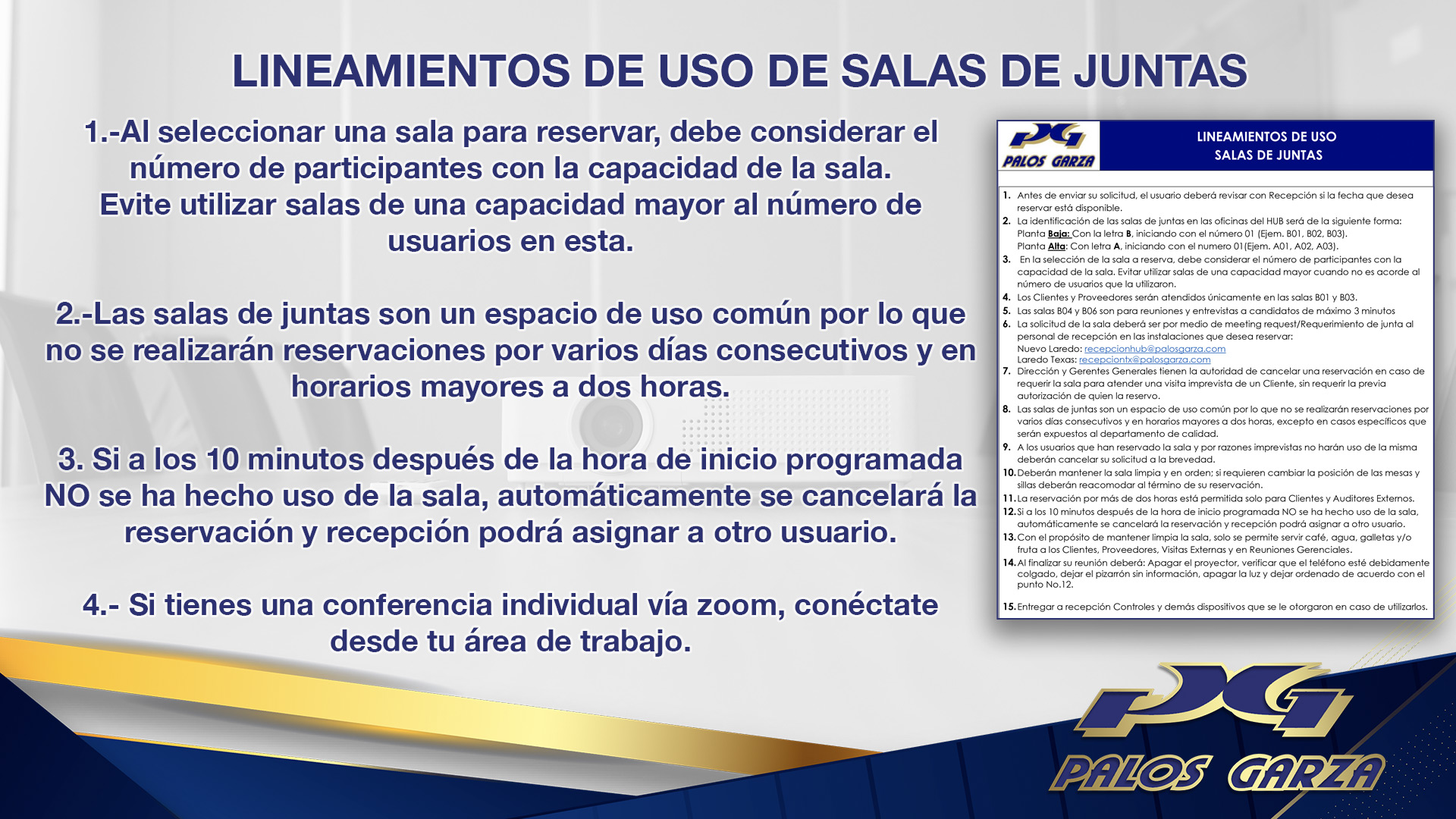 Aviso reglamento de uso de salas 2025